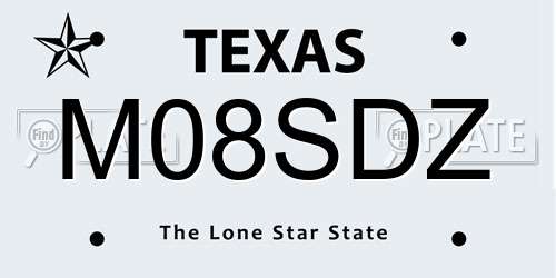M08SDZ Texas License Plate