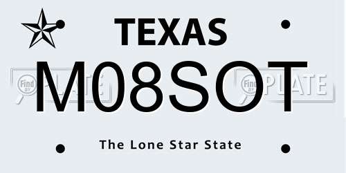 M08SOT Texas License Plate