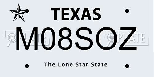 M08SOZ Texas License Plate