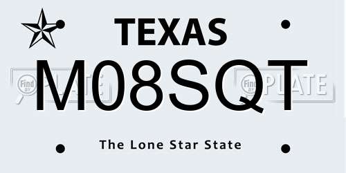 M08SQT Texas License Plate