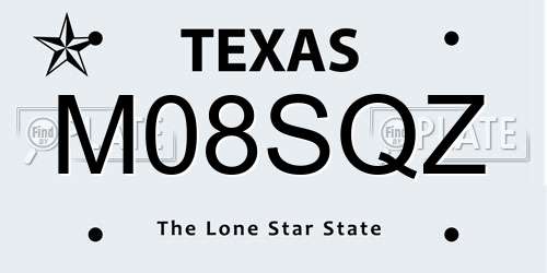 M08SQZ Texas License Plate