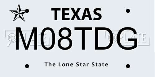 M08TDG Texas License Plate