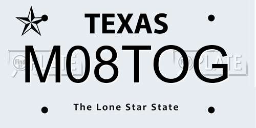 M08TOG Texas License Plate