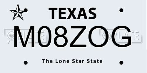 M08ZOG Texas License Plate