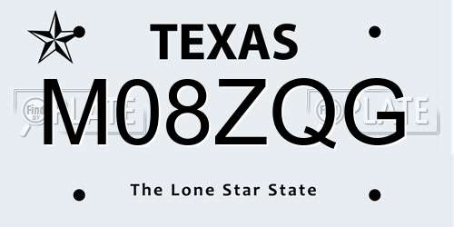 M08ZQG Texas License Plate