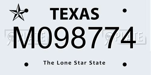 M098774 Texas License Plate
