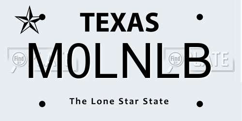 M0LNLB Texas License Plate