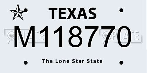 M118770 Texas License Plate