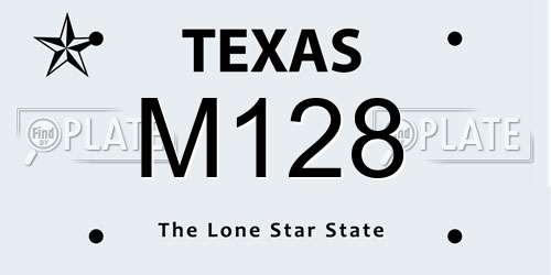 M128 Texas License Plate