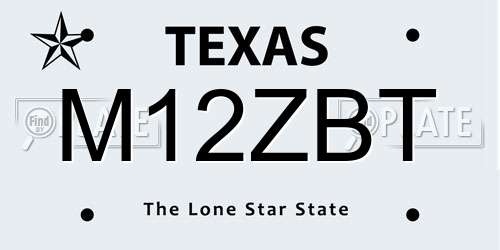 M12ZBT Texas License Plate