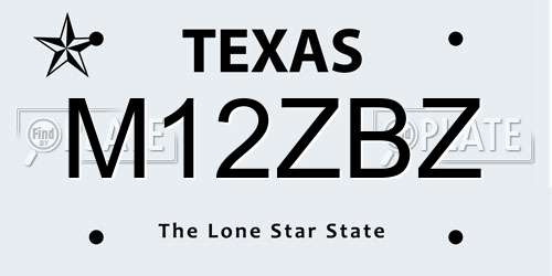 M12ZBZ Texas License Plate