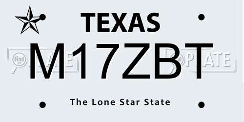 M17ZBT Texas License Plate