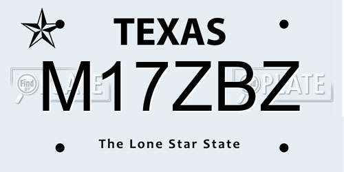 M17ZBZ Texas License Plate