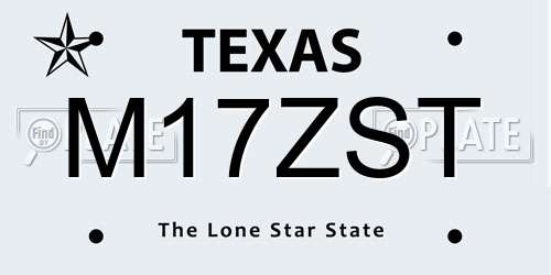 M17ZST Texas License Plate