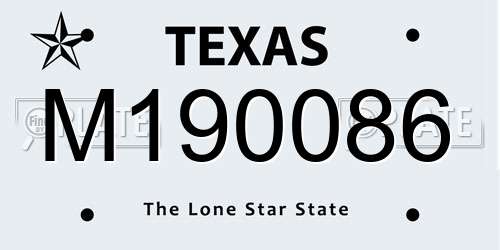 M190086 Texas License Plate