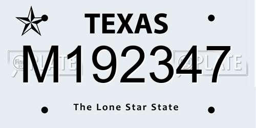 M192347 Texas License Plate