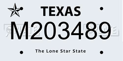 M203489 Texas License Plate
