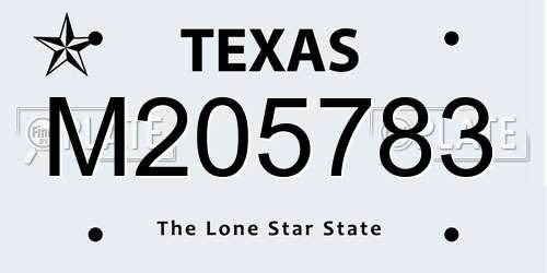 M205783 Texas License Plate