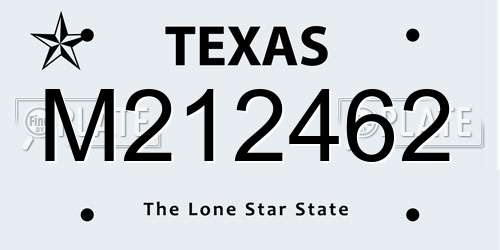 M212462 Texas License Plate