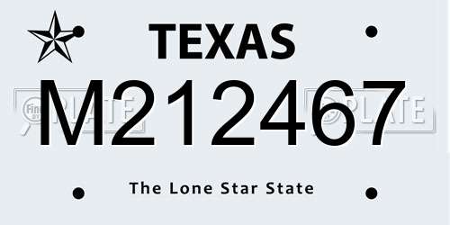 M212467 Texas License Plate