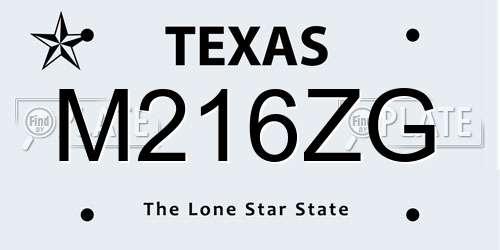 M216ZG Texas License Plate
