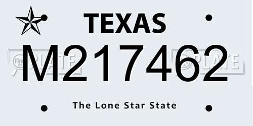 M217462 Texas License Plate