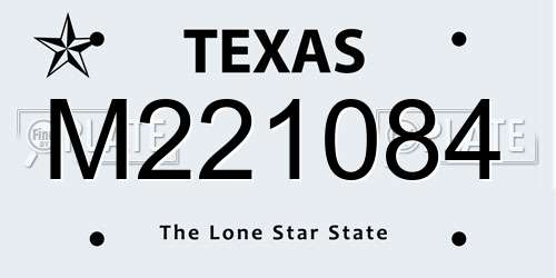 M221084 Texas License Plate