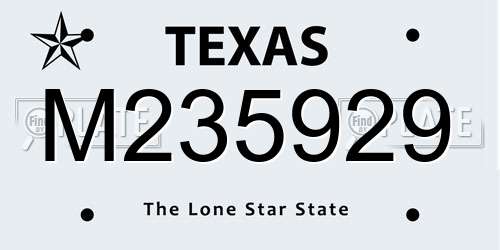 M235929 Texas License Plate