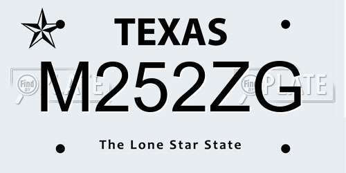 M252ZG Texas License Plate