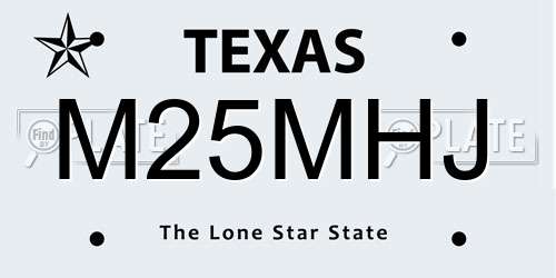 M25MHJ Texas License Plate