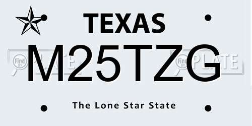 M25TZG Texas License Plate