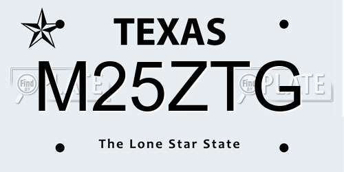 M25ZTG Texas License Plate