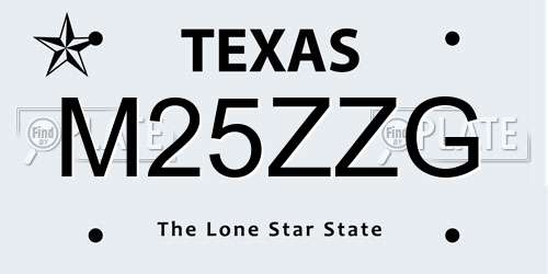 M25ZZG Texas License Plate