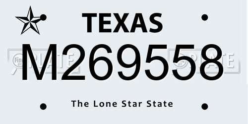 M269558 Texas License Plate