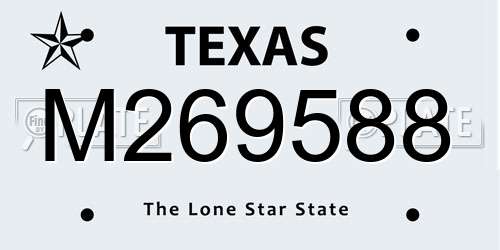M269588 Texas License Plate