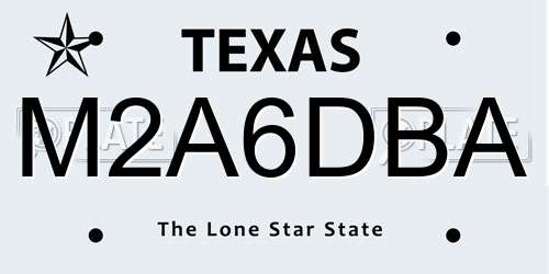 M2A6DBA Texas License Plate