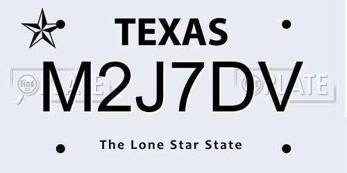 M2J7DV Texas License Plate