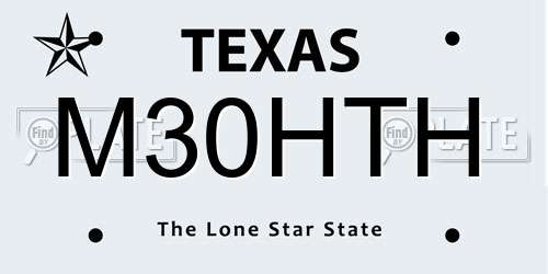 M30HTH Texas License Plate