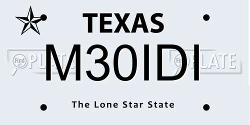 M30IDI Texas License Plate