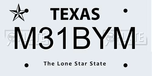 M31BYM Texas License Plate