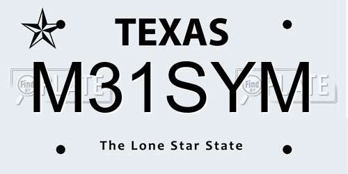 M31SYM Texas License Plate