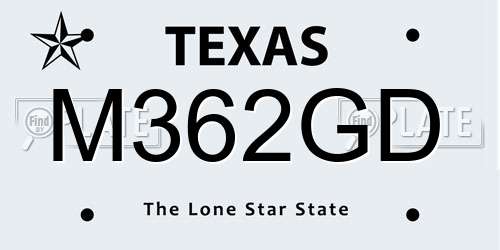 M362GD Texas License Plate