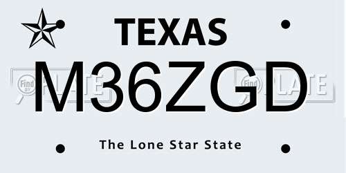 M36ZGD Texas License Plate