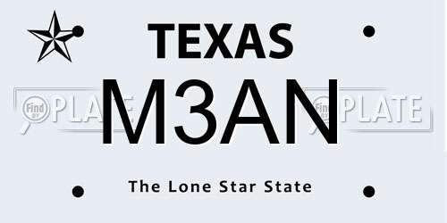 M3AN Texas License Plate