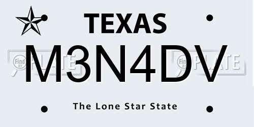 M3N4DV Texas License Plate