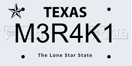 M3R4K1 Texas License Plate