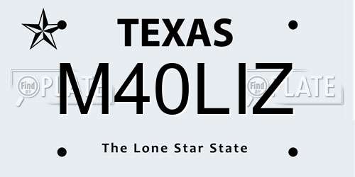 M40LIZ Texas License Plate