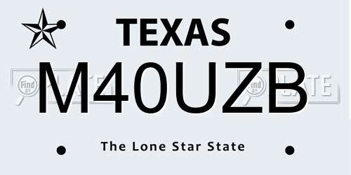 M40UZB Texas License Plate