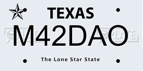 M42DAO Texas License Plate