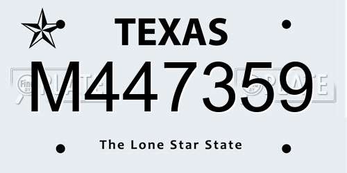 M447359 Texas License Plate